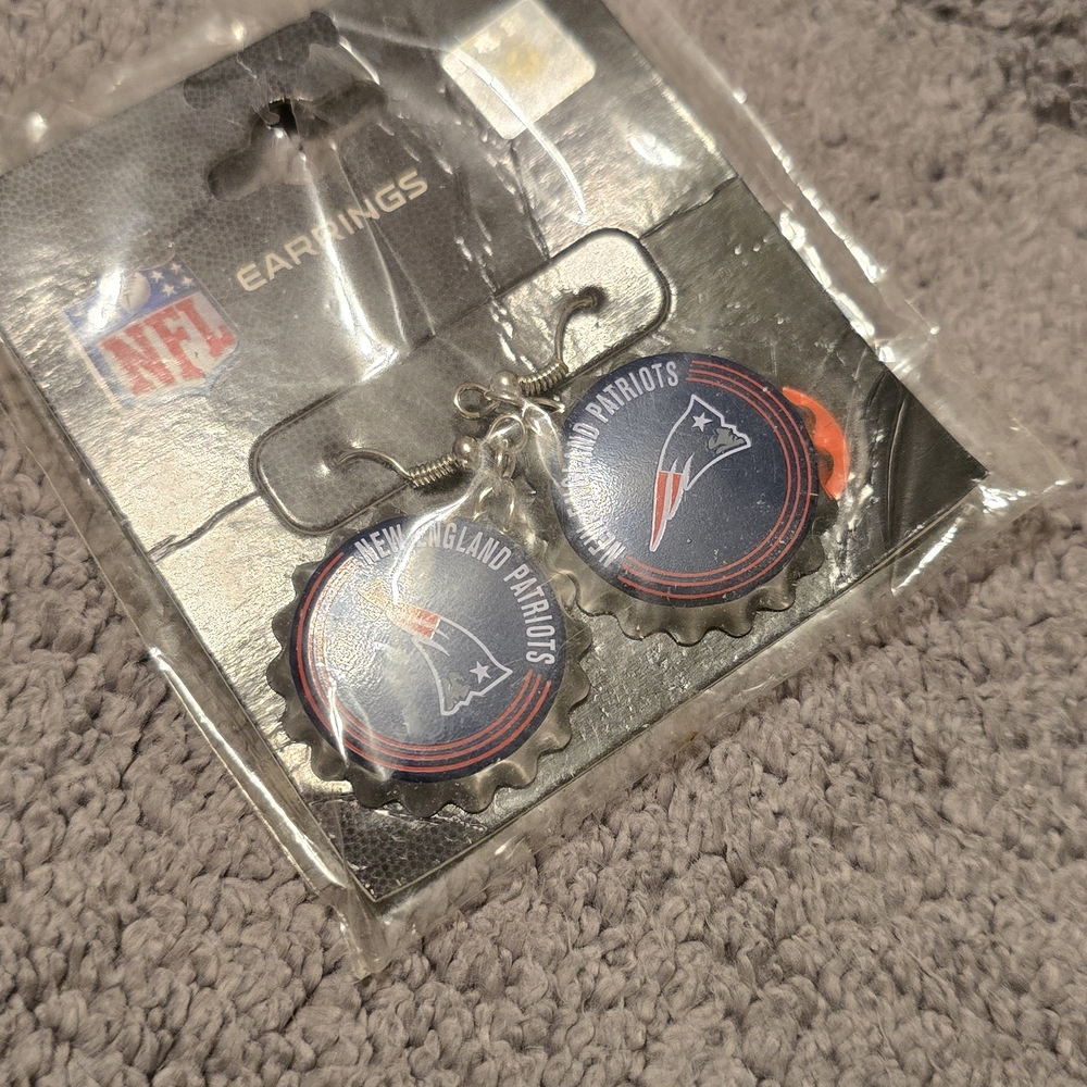 NFL New England Patriots Blue and Silver Earrings